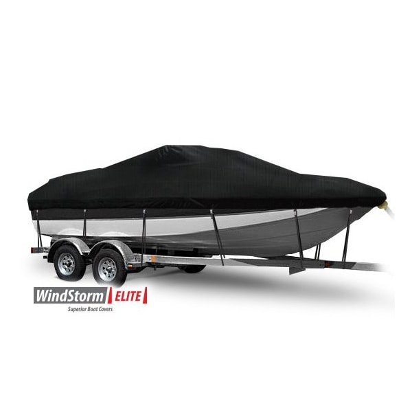 Eevelle Boat Cover DECK BOAT Ski Tower, Outboard Fits 20ft 6in L up to 102in W Black SCDKSK20102B-BLK - main